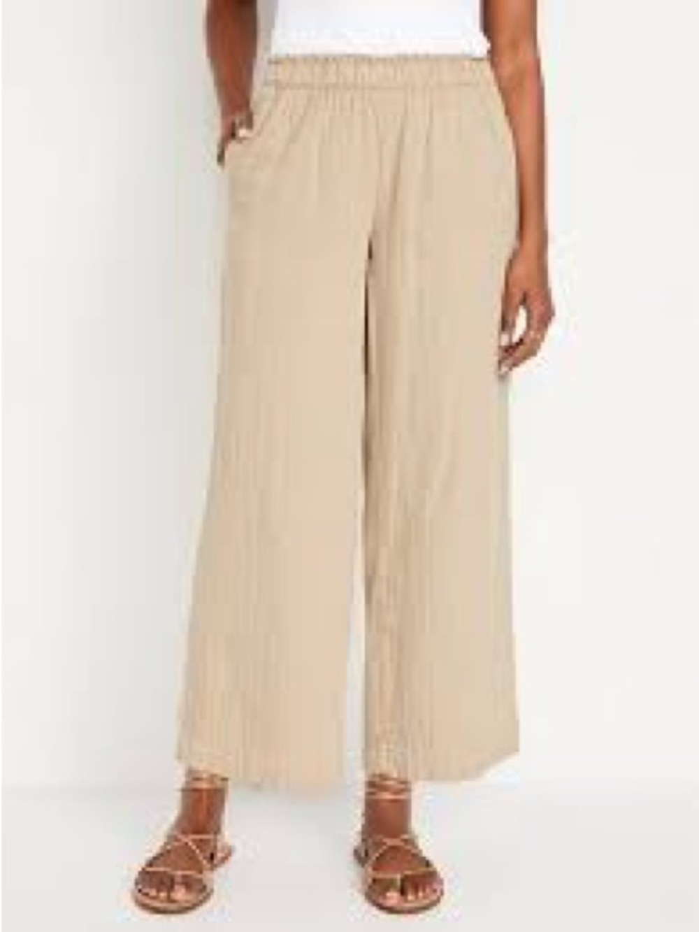 Old Navy Plus Size High-Waisted Crinkle Gauze Pull-On Ankle Pants